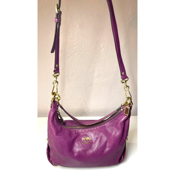 Y2K COACH 14304 Madison Hailey Purple Pebbled Leather Hobo Shoulder Bag Purse - Picture 2 of 16